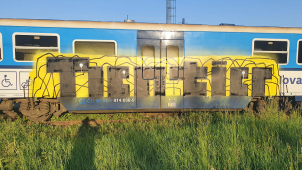 Tři vlakové vozy poničil sprejer